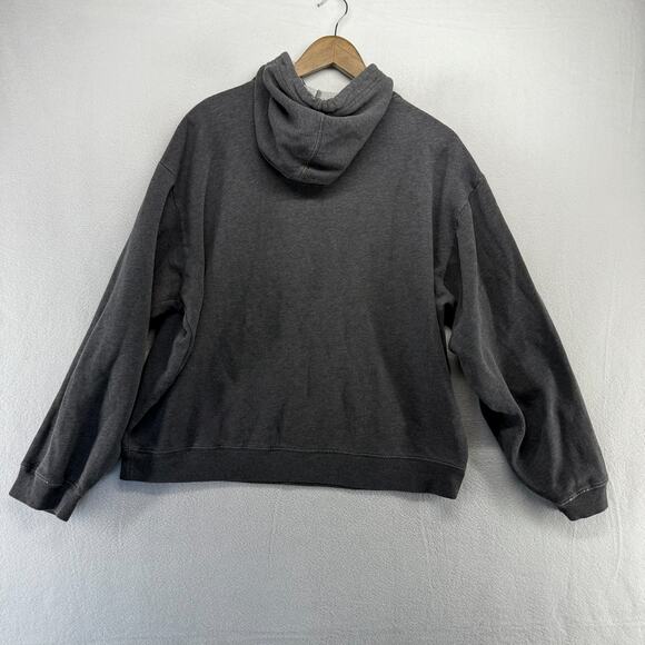 Vintage Gap Hoodie men's XL Gray Sweatshirt Boxy Distressed Embroidered Spellout - Picture 10 of 12